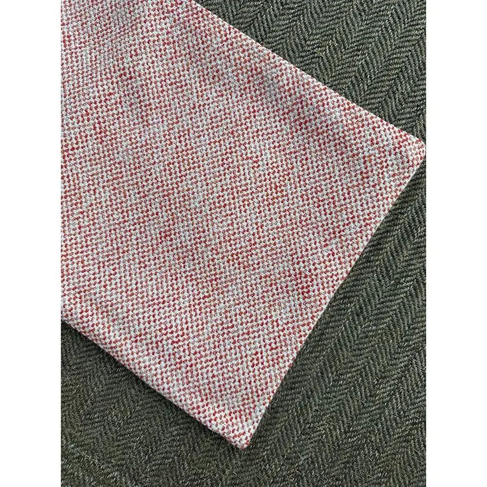 12x21” Woven pillow cover red white handmade hidden zipper tweed home decor NEW